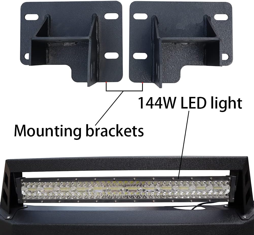 Black Texture Front Bumper with 5 LED Aluminum Lights and Winch Plate I76271