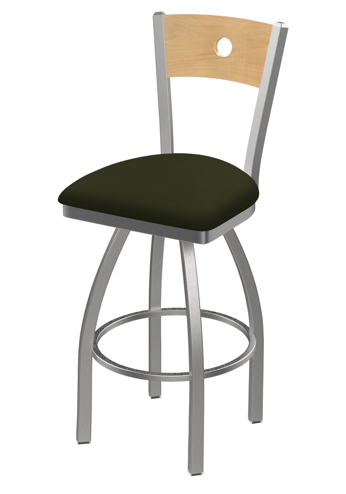 Natural Swivel Counter Stool with Stainless Finish I4607