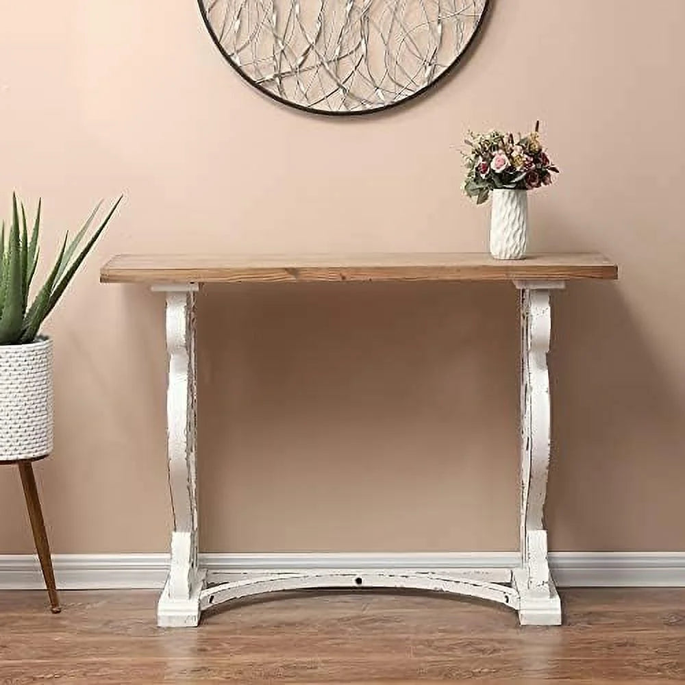 35'' 2-Drawer Wood Entryway Table Washed White Y48113