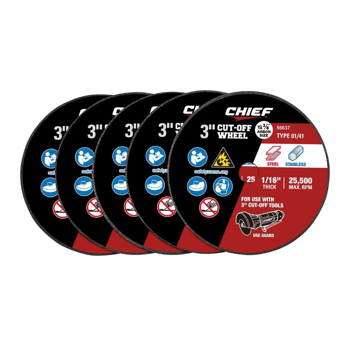 3 in. x 1/16 in. x 3/8 in. Cut-Off Wheels 5-Pack N1805