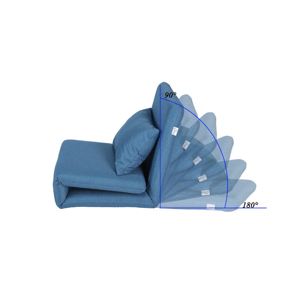 Blue Linen 5 Position Adjustable Convertible Floor Chair L289655