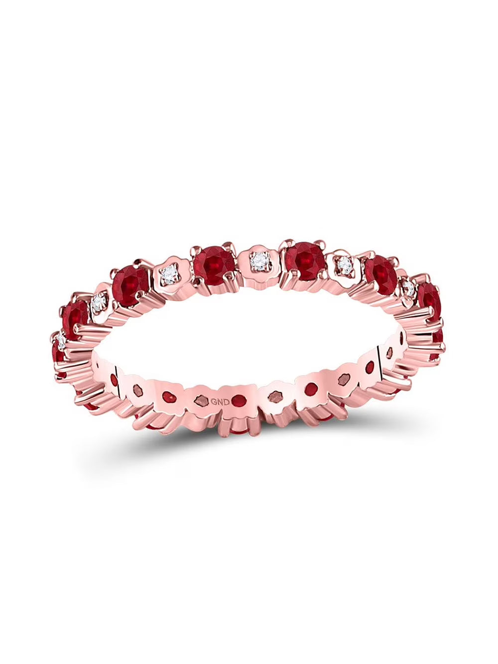 Rose Gold Ruby Diamond Eternity Stackable Band Ring G611278