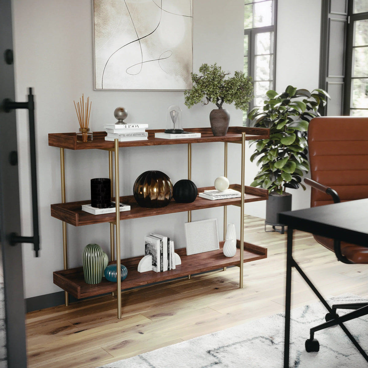 3 Shelf Storage Bookcase with Metal Frame C111