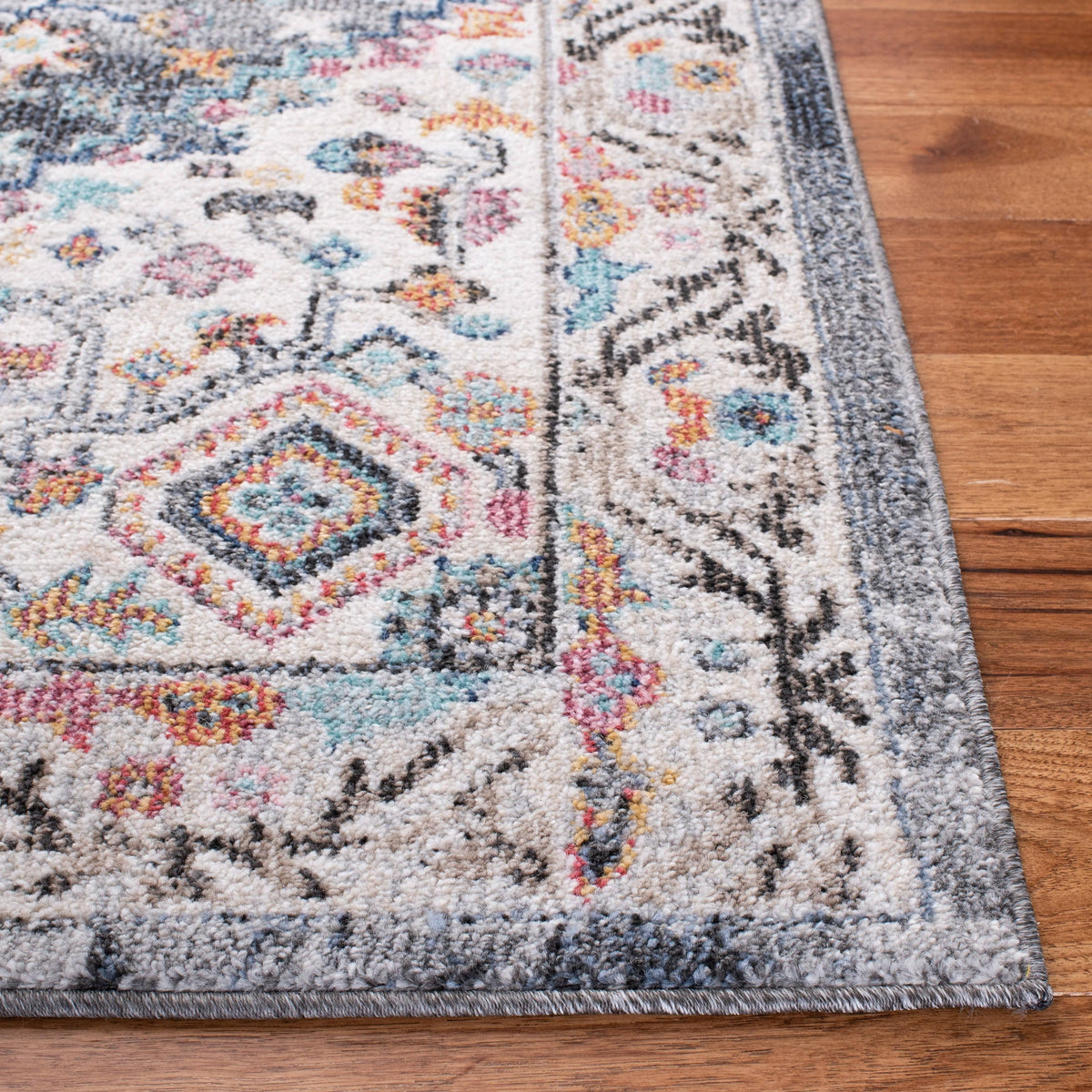 Ivory / Grey Round Rug W12509