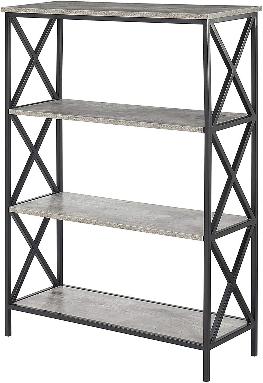 4-Tier Bookcase, Barnwood/Black B68212