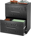 Black 2-Drawer Wood Lateral File Cabinet with Lock K3624