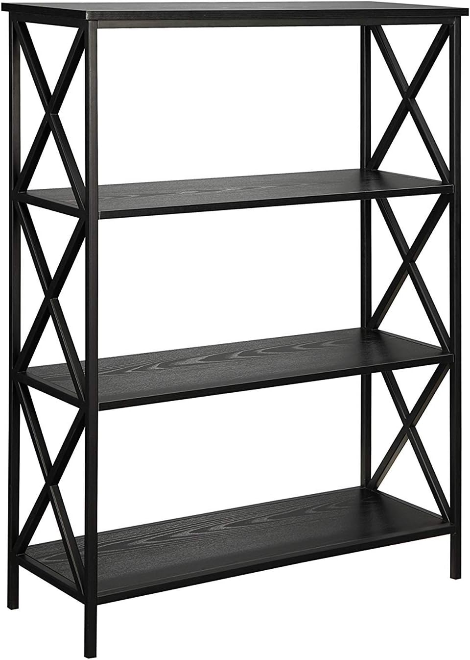 4-Tier Bookcase, Barnwood/Black B68212