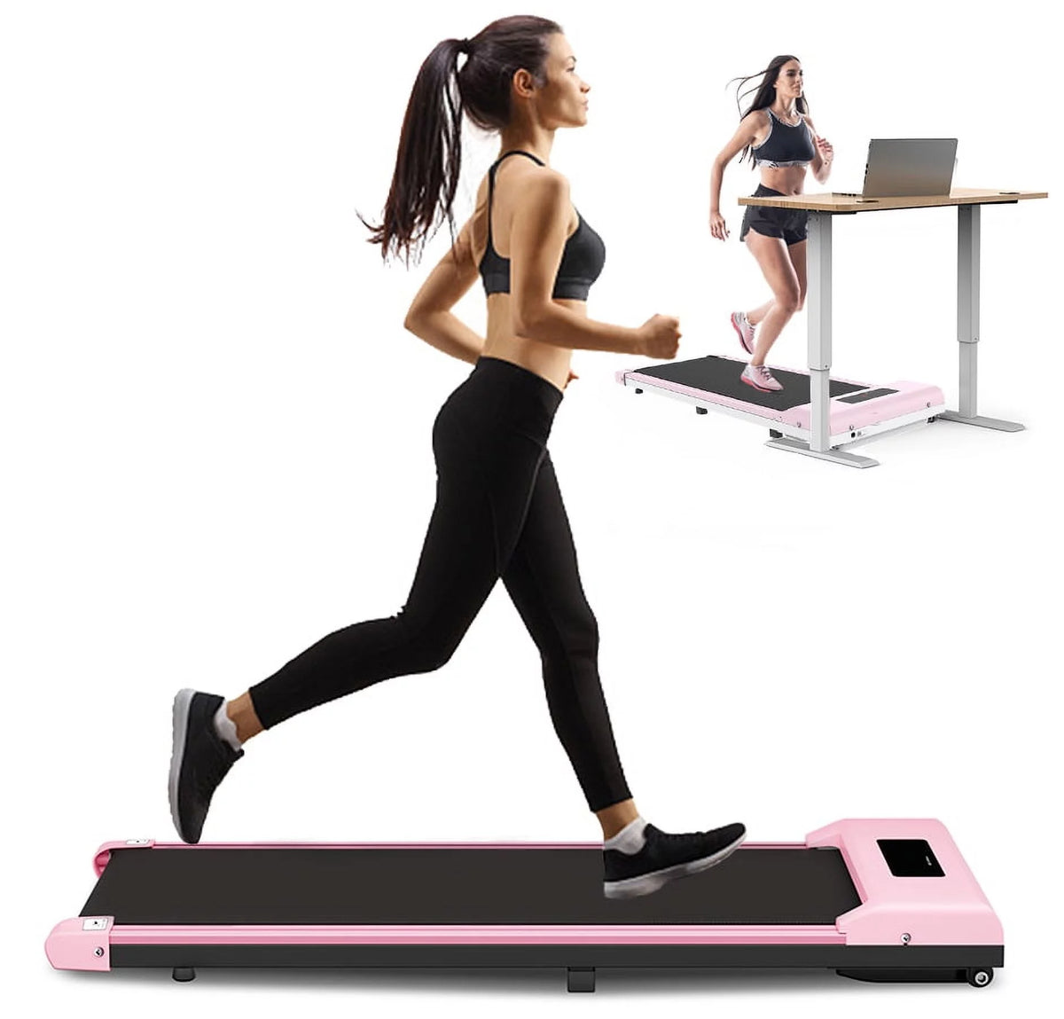 Portable Motorized Treadmill 6.25MPH 265 Lb Capacity Pink E165427