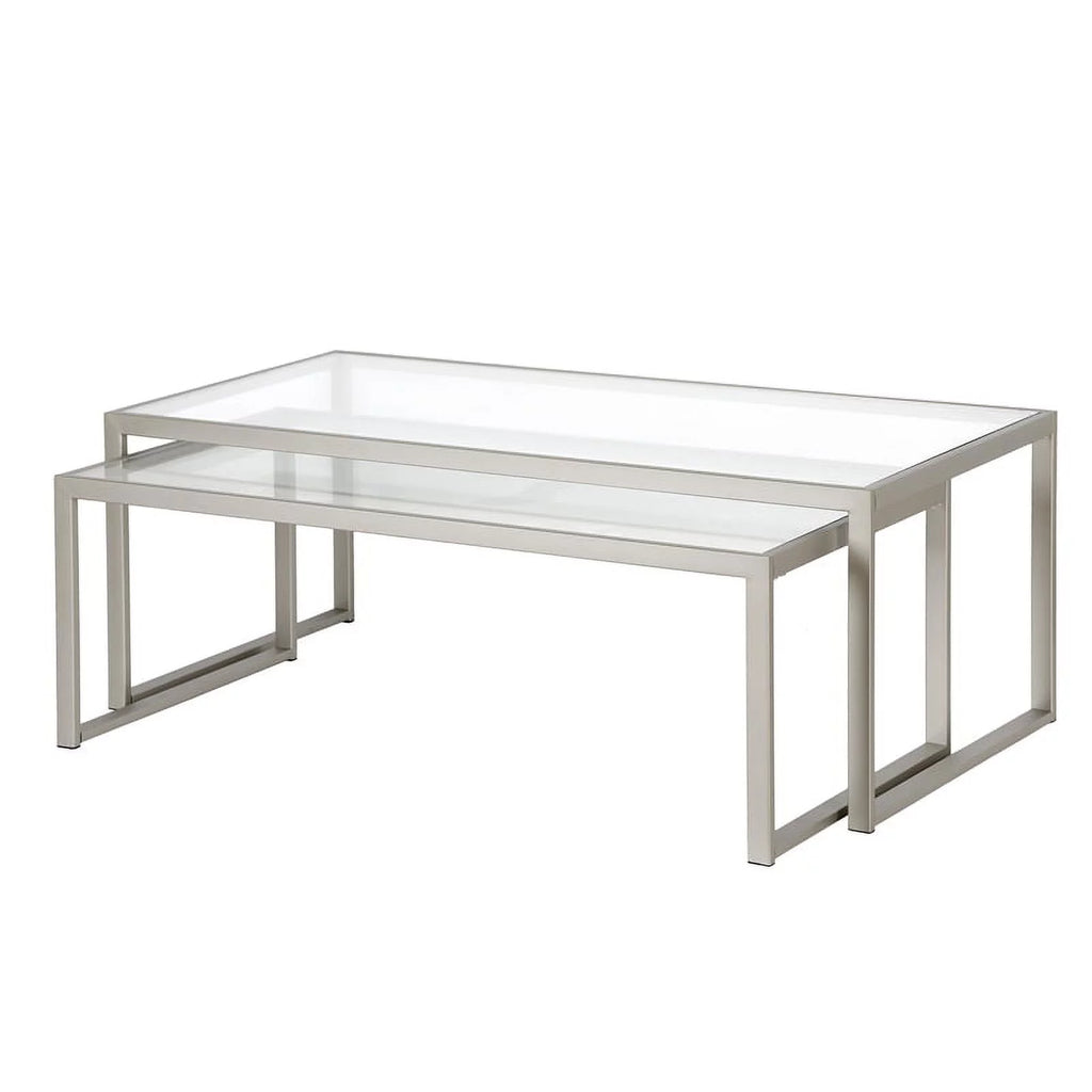 Gray Metal Glass Top Nested Coffee Table L432