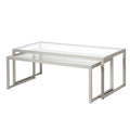 Gray Metal Glass Top Nested Coffee Table L432