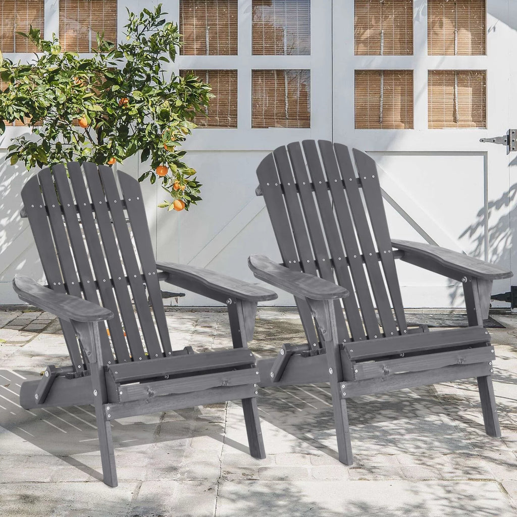Folding Adirondack Chair Set of 2 Grey R440705