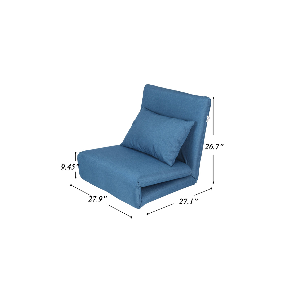 Blue Linen 5 Position Adjustable Convertible Floor Chair L289655
