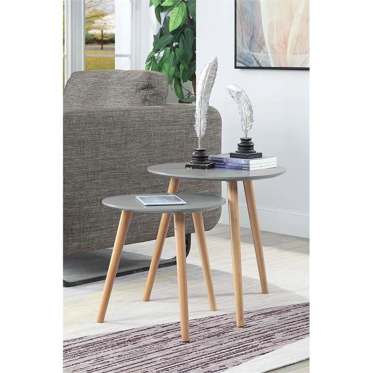 Gray Wood Finish Nesting End Tables F390