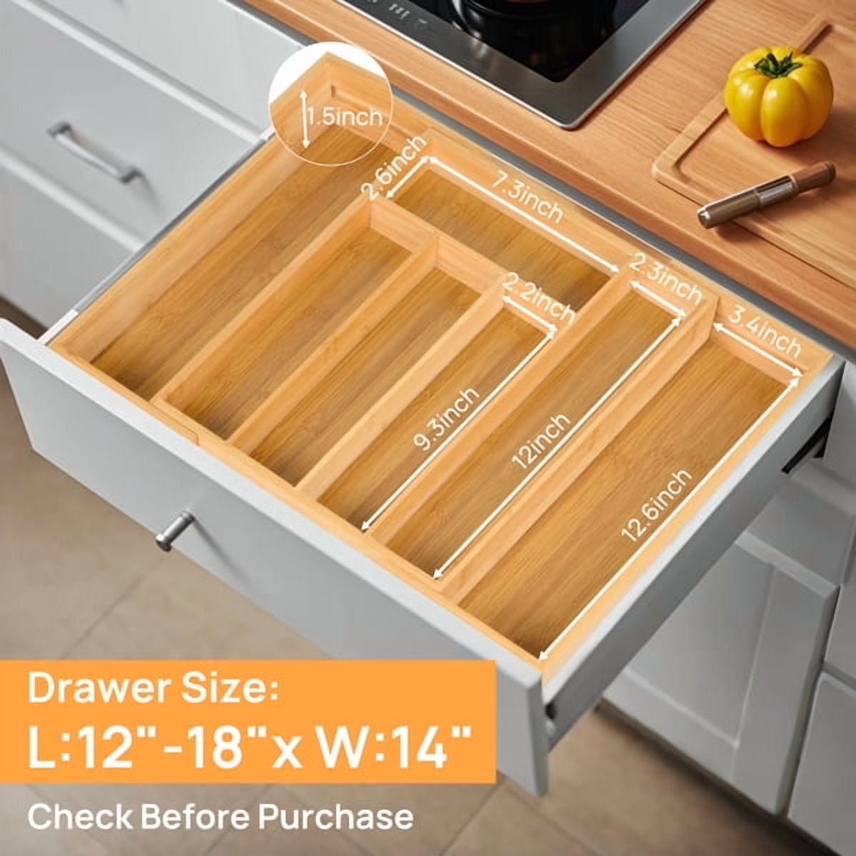 Bamboo Kitchen Drawer Organizer I6195