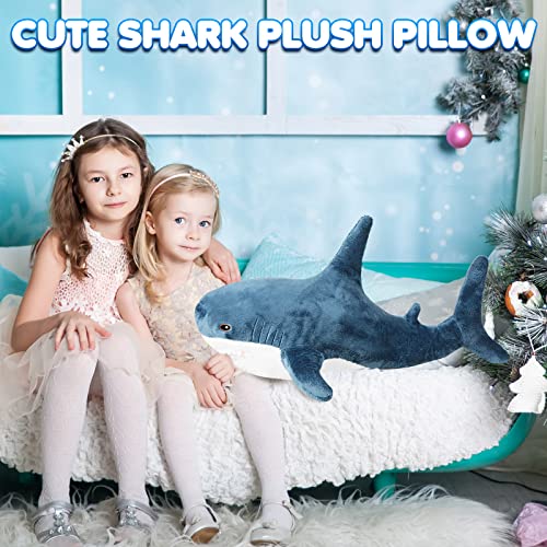 Dark Blue 2 in 1 Shark Plush Toy with Blanket 32 Inch P79956