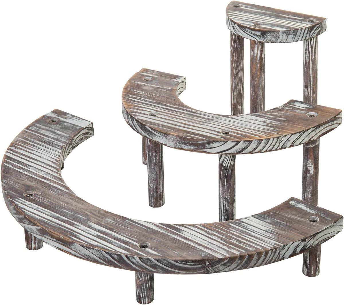 3 Tier Rustic Torched Wood Semicircle Cupcake Stand T8818