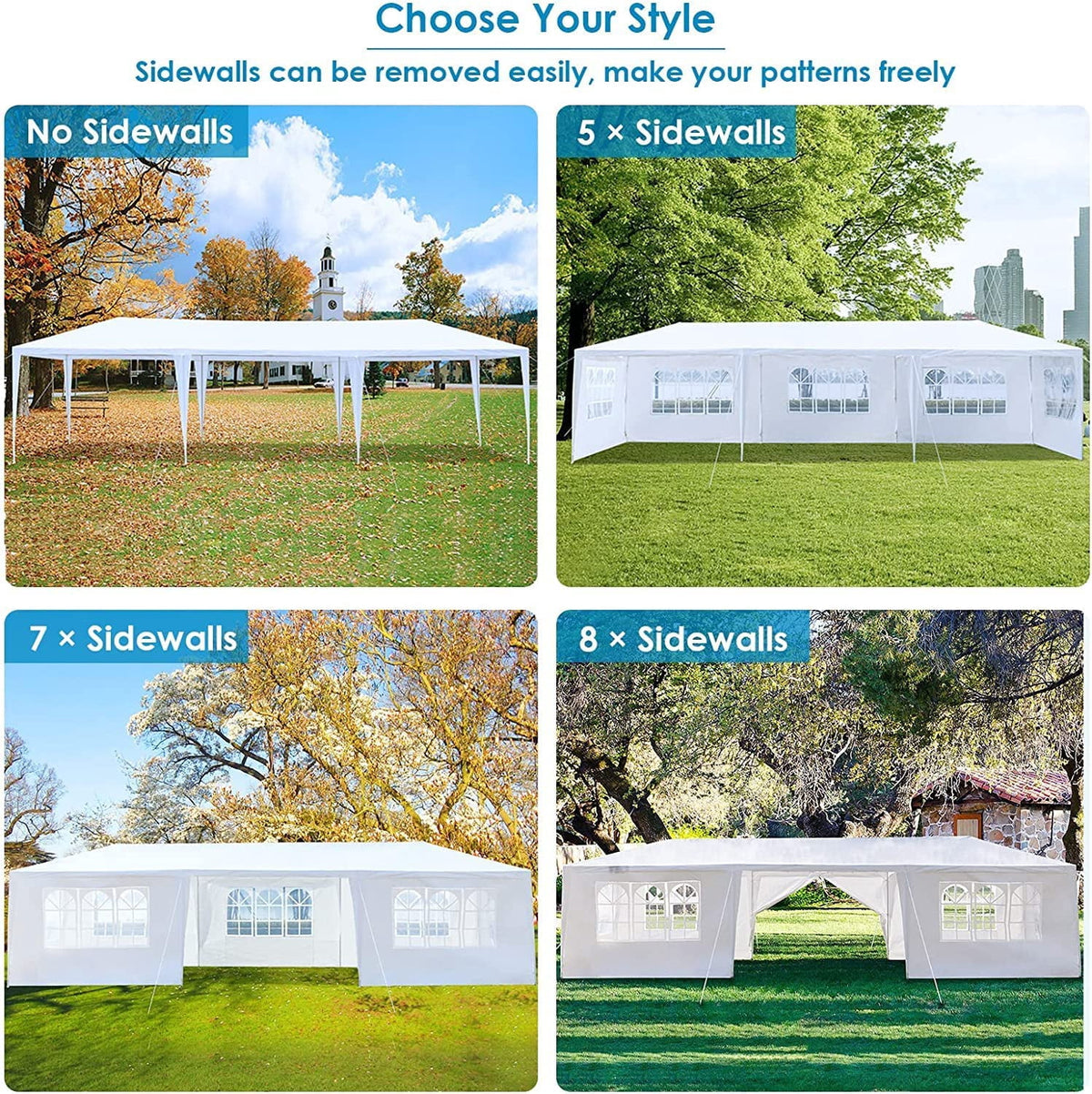10'x30' Waterproof Canopy Tent with 8 Removable Sidewalls O52842