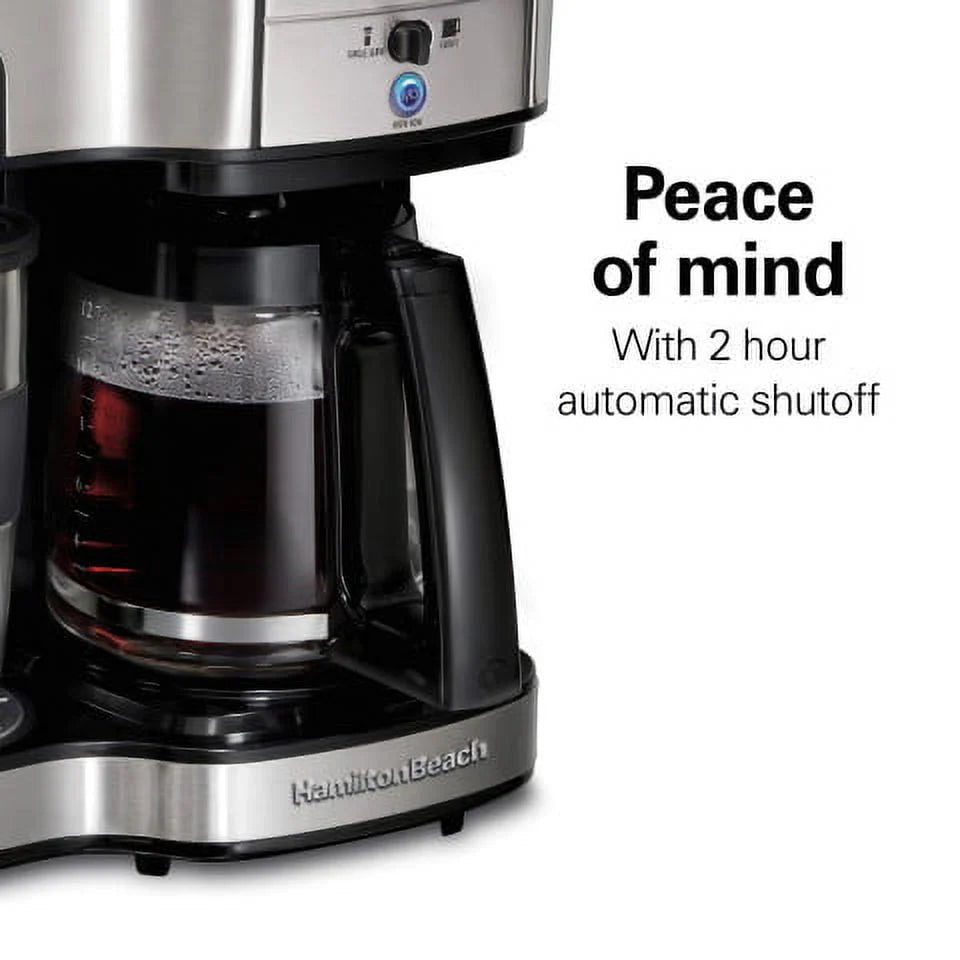 2-Way Coffee Maker, Single-Serve or 12 Cups, Glass Carafe, Black I94483