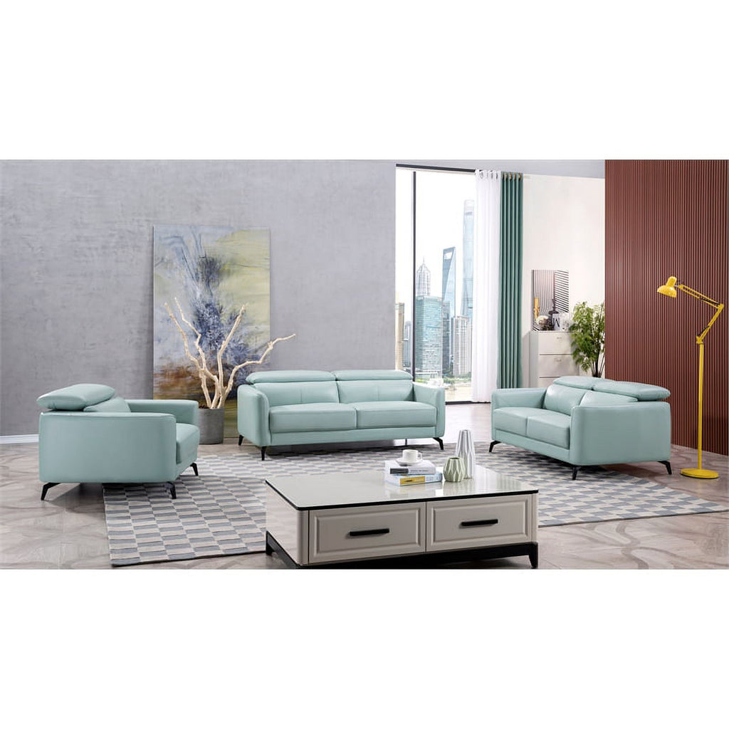 Genuine Leather Accent Chair in Light Teal C36047