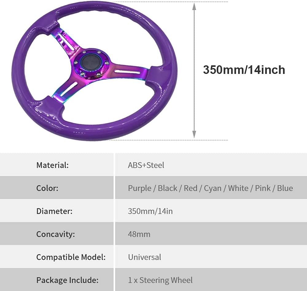 14 inch Deep Dish Car Racing Steering Wheel with Horn U65211