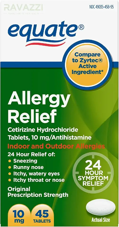 24 Hour Allergy Cetirizine Hydrochloride Tablets 10 mg 45 Count U841