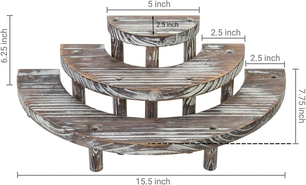 3 Tier Rustic Torched Wood Semicircle Cupcake Stand T8818