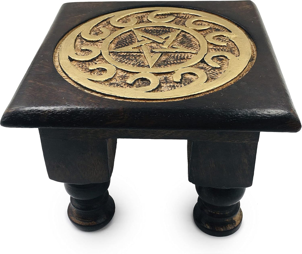 Painted Black Carved Wooden Altar Table with Gold Design Z3529