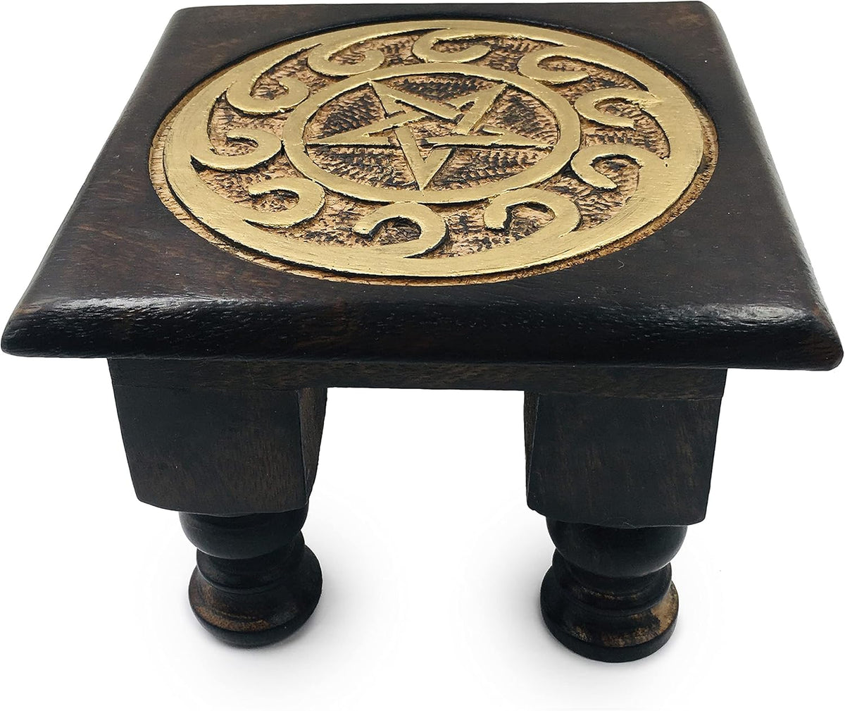 Painted Black Carved Wooden Altar Table with Gold Design Z3529