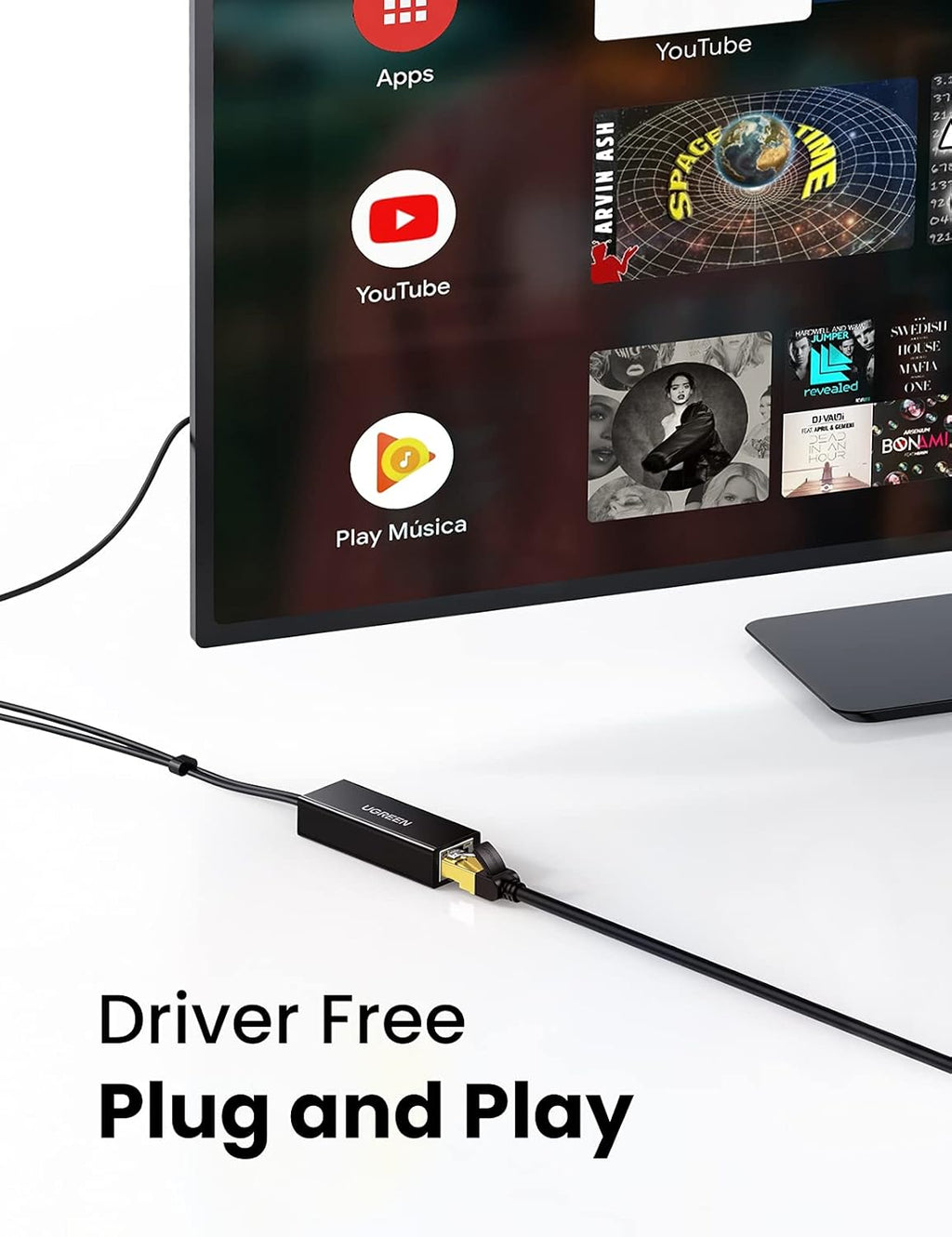 Micro USB to RJ45 Ethernet Network Adapter with USB Power Supply Cable 3.3ft P897975