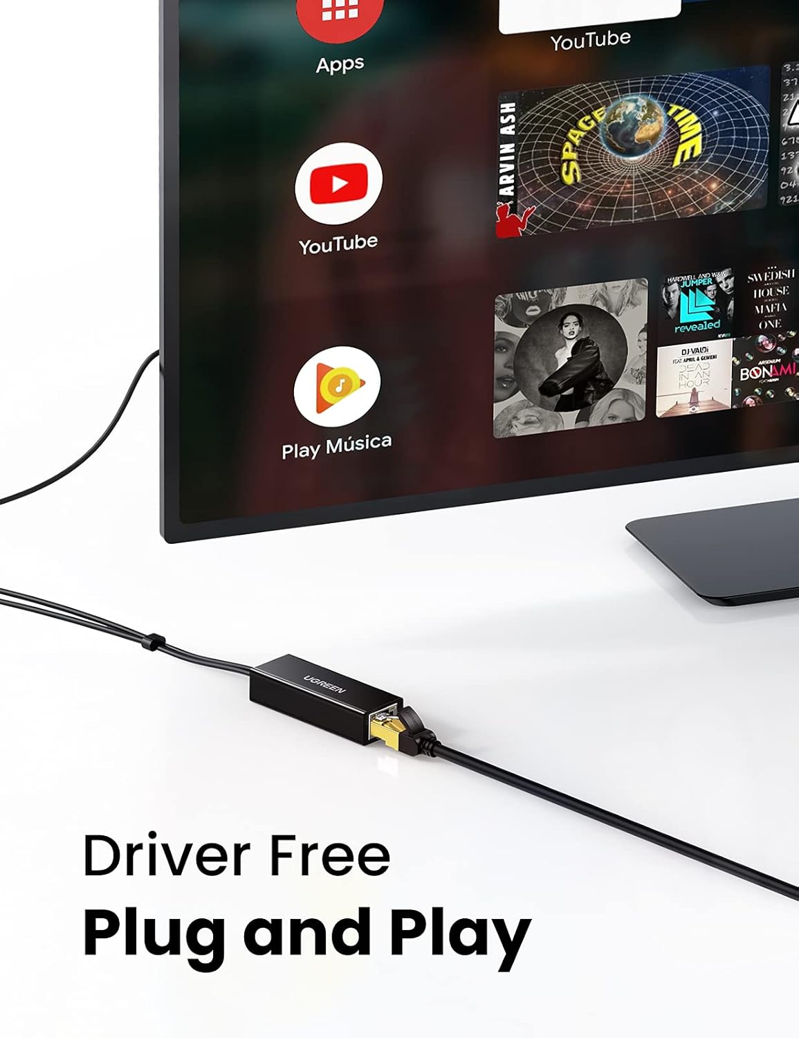 Micro USB to RJ45 Ethernet Network Adapter with USB Power Supply Cable 3.3ft P897975