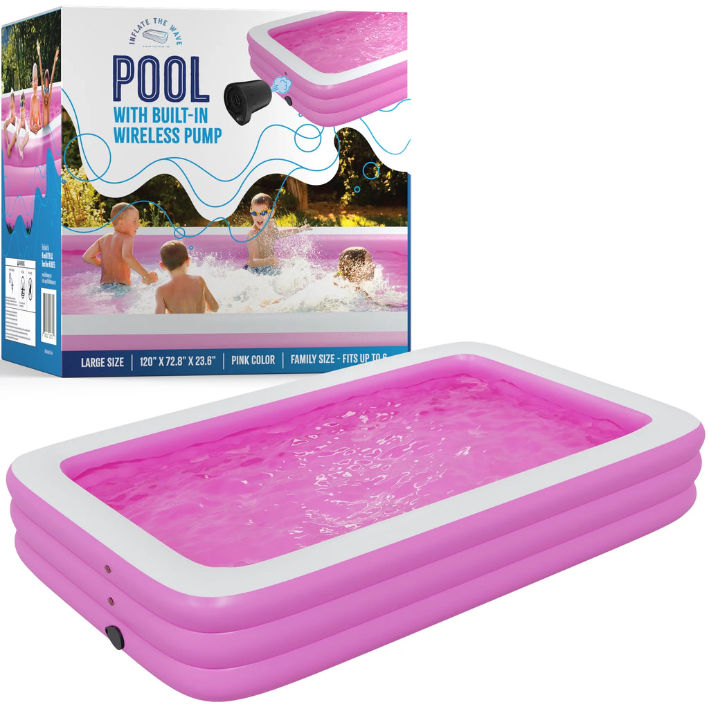 Inflatable Swimming Pool with Built-in Air Pump Pink Large M5550