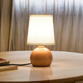 Small Bedside Lamp with Fabric Shade & Wood Finish 10.6" J832