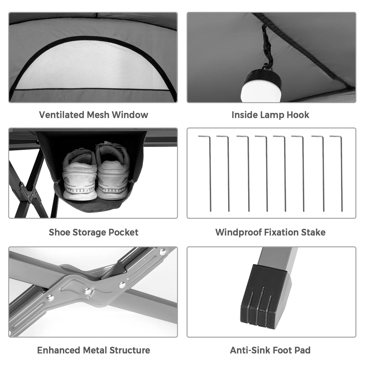 2-Person Folding Camping Tent Cot with External Cover Green L83228
