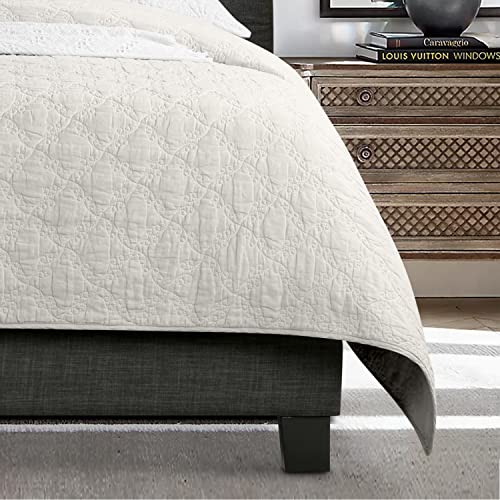 Natural Upholstered Bed Frame with Button Tufting Headboard, Twin H30408