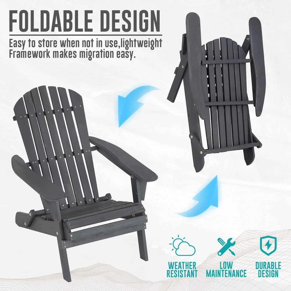 Folding Adirondack Chair Set of 2 Grey R440705