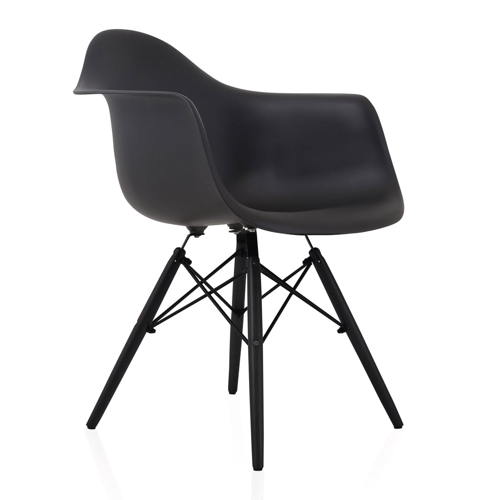 Set of 4 Black Molded Plastic Dining Arm Chair A919