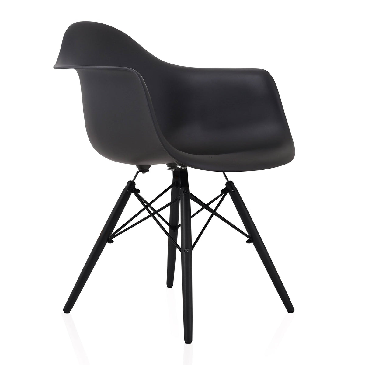 Set of 4 Black Molded Plastic Dining Arm Chair A919