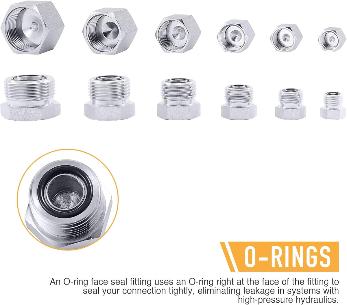 64 Piece ORFS Cap & Plug Kit Galvanized 45# Steel Sizes 4 6 8 10 12 16 D6157