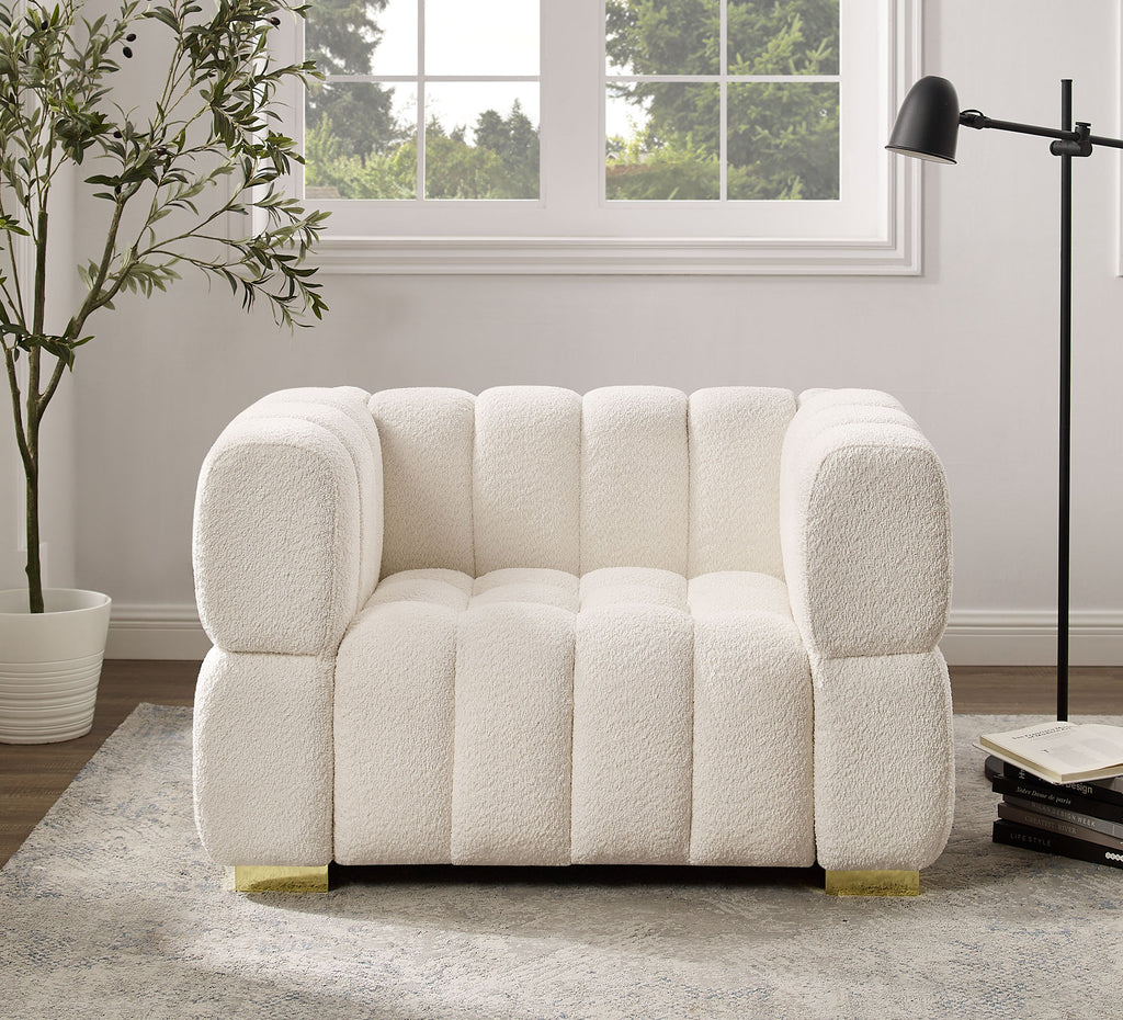 White Button-Tufted Armchair B835