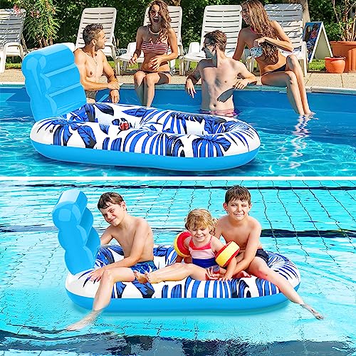 Inflatable Pool Float Lounger with Backrest and Cup Holders P41584