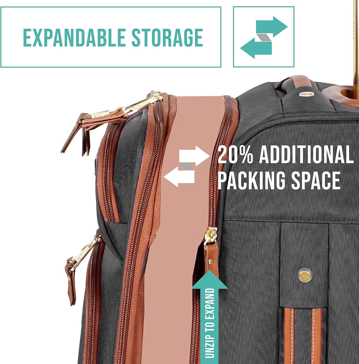 Lightweight Softside Expandable 20 Inch Carry On Bag with 4-Rolling Spinner Wheels N926