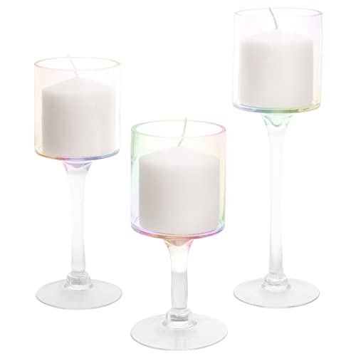 Tall Candle Holder Set Of 3 Clear Glass Y3813