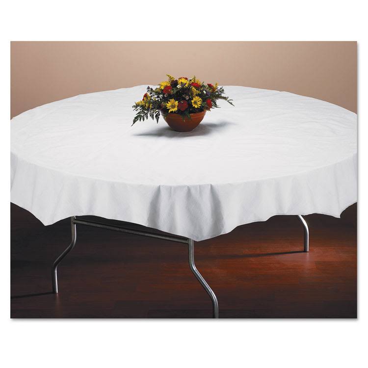 White Tissue/Poly Tablecovers, 82x22 Diameter, 25/Carton U439