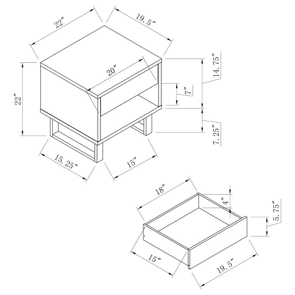 1-drawer End Table High Glossy White O4448