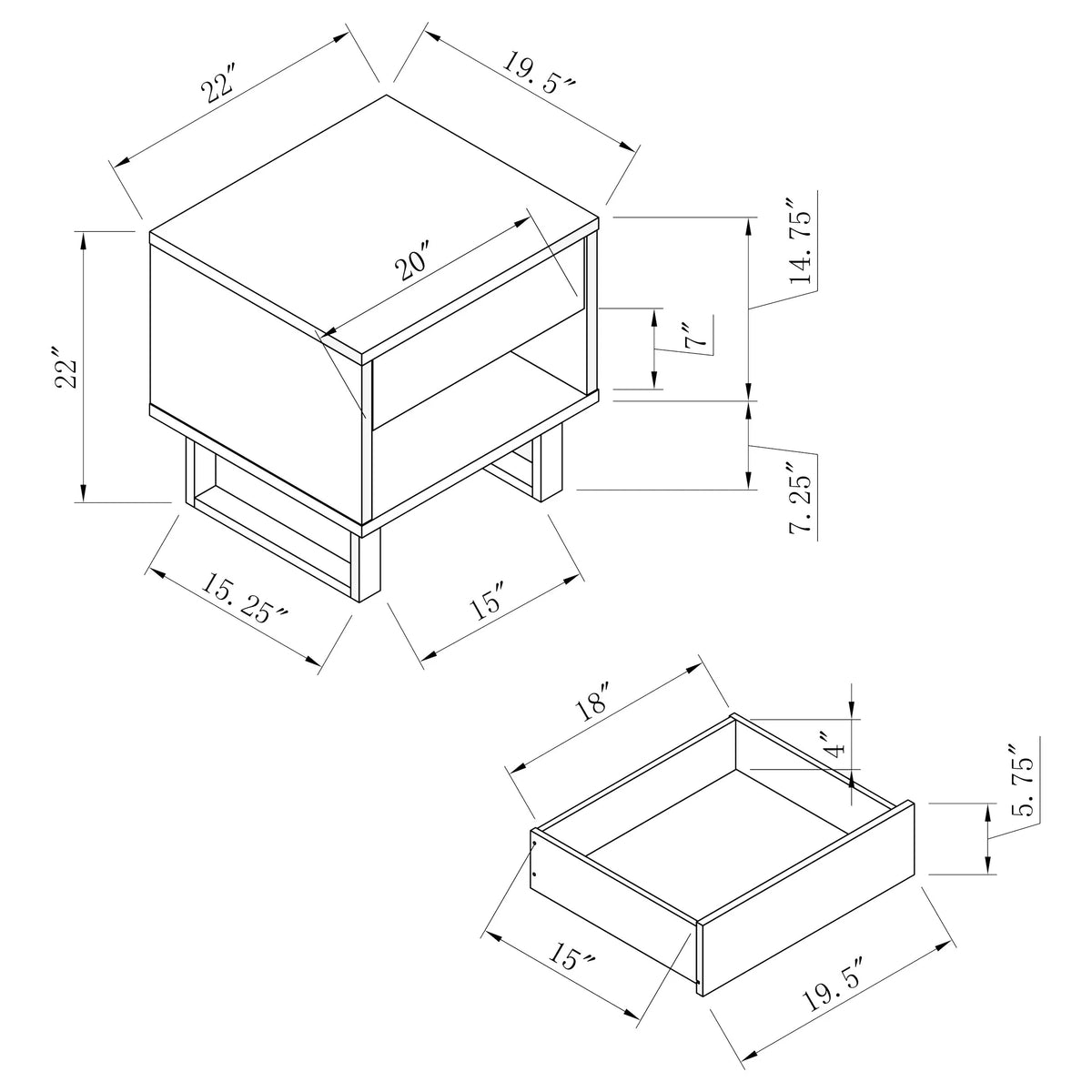 1-drawer End Table High Glossy White O4448