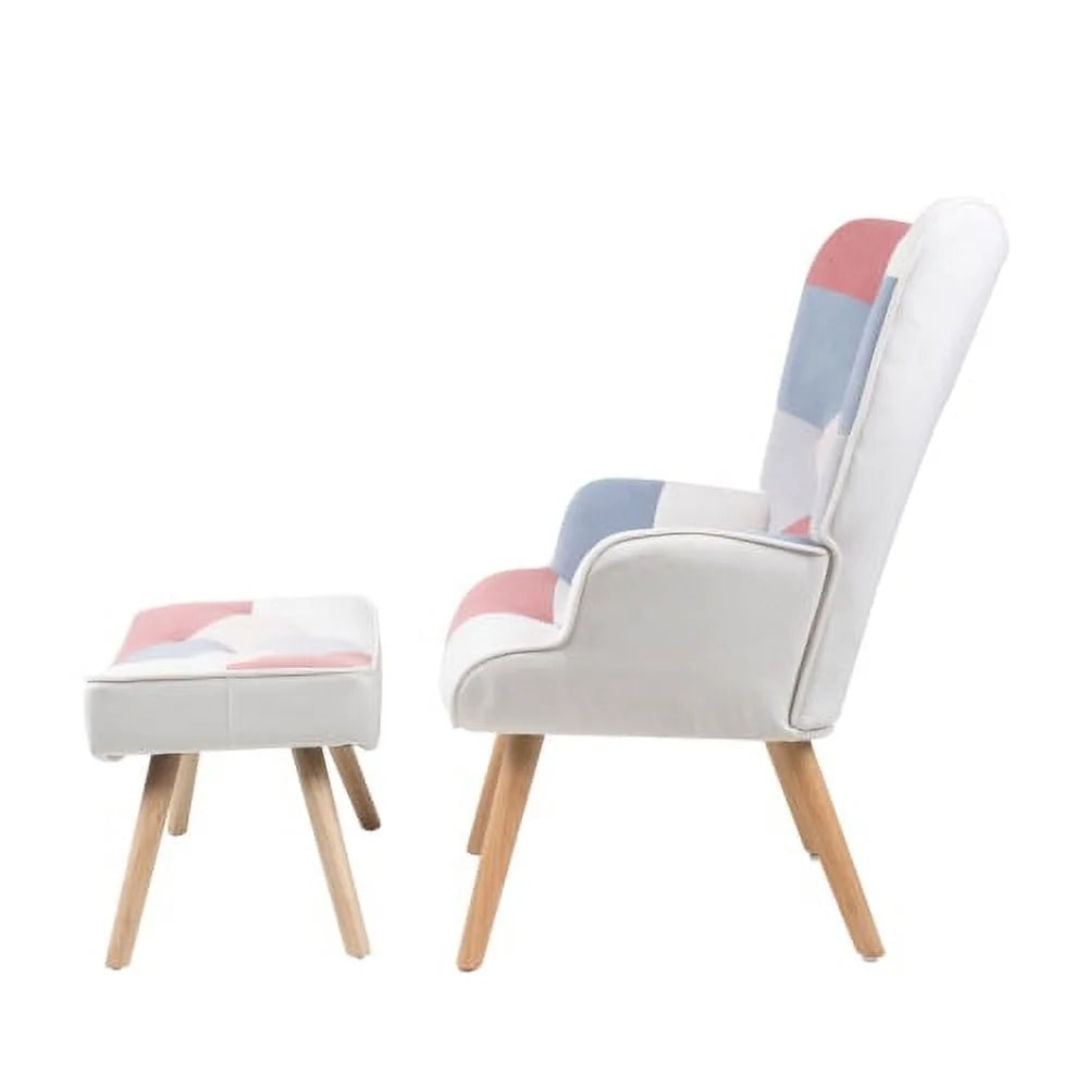 Pink Accent Chair with Ottoman T85906