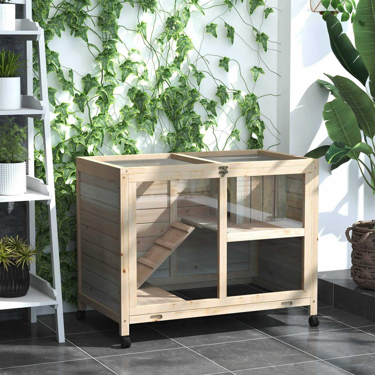 2-Story Wooden Rabbit Hutch F9381