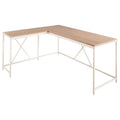 Dark Gray and Ivory Wood and Metal Corner Desk Y394016