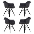 Set of 4 Black Molded Plastic Dining Arm Chair A919