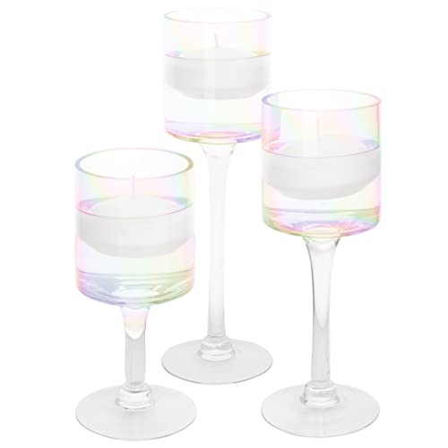 Tall Candle Holder Set Of 3 Clear Glass Y3813